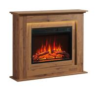 BALDERIA Finn cheminée électrique sur pied, chauffage 2000 W, chêne foncé | Cheminée électrique autoportante, effet de flamme 3D, éclairage d'ambiance LED, télécommande et matériel de montage inclus