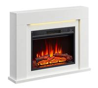 BALDERIA Finn Design cheminée électrique, blanc, chauffage 2 kW | Cheminée électrique autoportante, effet de flamme 3D, éclairage d'ambiance LED, télécommande et matériel de montage inclus