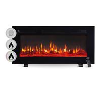 BALDERIA Leif 36" Cheminée Électrique Murale, Flammes 3D, 1800 W, Noir | Foyer encastrable ou mural, effet flammes 3D, éclairage LED, télécommande, minuteur et thermostat, 1800 W