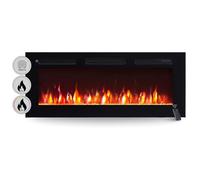 BALDERIA Leif 40" Cheminée Électrique Murale, Flammes 3D, 1800 W, Noir | Foyer encastrable ou mural, effet flammes 3D, éclairage LED, télécommande, minuteur et thermostat, 1800 W