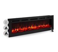 BALDERIA Leif 60" Cheminée Électrique Murale, Flammes 3D, 1800 W, Noir | Foyer encastrable ou mural, effet flammes 3D, éclairage LED, télécommande, minuteur et thermostat, 1800 W