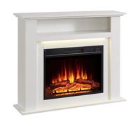 BALDERIA Liora cheminée électrique avec Chauffage, Blanc | Autoportante, effet de flamme 3D, éclairage d'ambiance LED, télécommande et matériel de montage inclus, avec chauffage