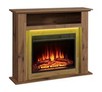 BALDERIA Liora cheminée électrique, chêne foncé, Chauffage 2 KW | Autoportante, effet de flamme 3D, éclairage d'ambiance LED, télécommande et matériel de montage inclus, avec chauffage