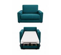 Baldiflex - Canapé-lit 2 en 1 avec matelas simple 70 x 190 cm orthopédique, Maragià, Prontoletto pliable 1 place avec housse amovible et lavable, turquoise