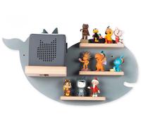 Baleine d'étagère pour enfants / Suspendue pour Tonie Box et Tonie Figures / Étagère / Dimensions: H. 29 x W. 51 x D. 19 cm / Étagère murale pour boîte à musique et figurines Stockage avec inserts mag