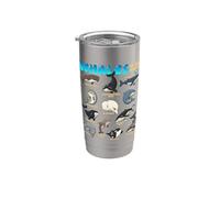 Baleines du monde races amoureux des animaux marins Baleine mignonne Gobelet isotherme en acier inoxydable double paroi