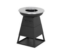 BALI OUTDOORS Braséro Plancha 3 en 1 Ø58,5 cm, foyer extérieur, barbecue au bois et charbon, plancha inox, noir