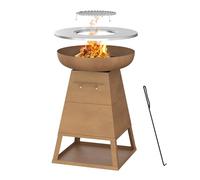 BALI OUTDOORS Braséro Plancha 3 en 1 Ø58,5 cm, foyer extérieur, barbecue au bois et charbon, plancha inox, finition rouille