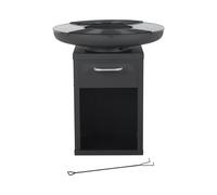 Bali Outdoors Grand Brasero Plancha Ø80 x 92 cm en Fer, Ensemble de Cuisson Extérieur avec Plaques et Grilles Amovibles, Foyer Chauffant de Jardin et Terrasse