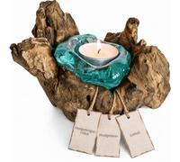 Balibarang-Shop Cadeau Bois de Racine Gamal racine décoratif en bois photophore bois de teck Bougeoir en verre