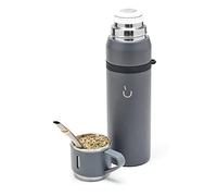 BALIBETOV Camping Thermos pour Mate Calebasse - Bouteille Thermos Isotherme avec Double Paroi en Acier Inoxydable - Thermo Flask Conçu en tant que kit Mate comprend Mate Tasse et Bombilla (Gris)