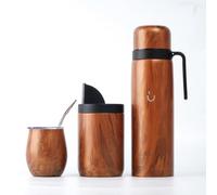 BALIBETOV Yerba Mate Tasse Set - Modern Yerba Mate Tasse, Thermos, Yerba Mate Conteneur (Yerbero), Bombilla (Mate Paille) et brosse de nettoyage - Acier inoxydable 304 18/8