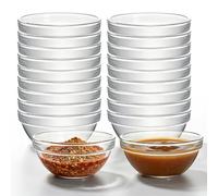 BALINUS Lot de 20 bols à sauce en verre de 6 cm de diamètre - Petits bols ronds en verre pour sauces, garnitures, épices, préparation, mini bols à sauce, 45 ml