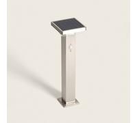 Balise Extérieure Sur Pied Solaire Led 5w 50cm Aluminium Avec Détecteur De Mouvement Barton Square Argent