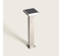 Balise Extérieure Sur Pied Solaire Led 5w 50cm Aluminium Avec Détecteur De Mouvement Barton Square Argent