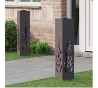 Balise solaire - borne solaire Vidaxl Lumière de chemin LED solaire 2 pcs Noir Acier laminé à froid