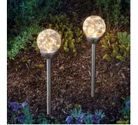 Balise solaire décorative - ESOTEC - Golden Dream - Pack de 2 - LED blanc chaud - Verre craquelé 12 cm