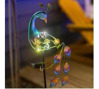 Balise solaire paon métal peint et perles lumineuses - GALIX - LDS805 - LED blanc chaud - Autonomie 8h - 85cm