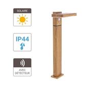 Balise solaire Xanlite 50cm IP44 600 Lumens avec détecteur de mouvements et finitions bois