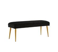Ball & Cast Banc d'entrée tapissé, Banc-Tabouret de Bout de lit, Tabouret-Tabouret de Chambre à Coucher Noir avec Pieds en métal doré, Tissu Noir