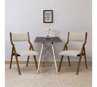 Ball & Cast Juego de 2 sillas de comedor plegables, Silla de oficina plegable Con estructura de Madera, sillas de cocina tapizadas portátiles Para actividades al Aire Libre, Color Gris Pardo