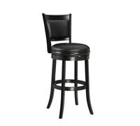 Ball & Cast Tabouret de Bar pivotant rembourré, Tabouret de Bar avec Dossier et Repose-Pieds, Tabouret de Bar en Bois pour îlot de Cuisine et Salle à Manger, Noir