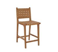 Ball & Cast Tabouret de comptoir en Cuir PU tissé, Tabouret de Cuisine avec Repose-Pieds, Dossier Tabouret-Chaise tissé pour la Salle à Manger, Marron