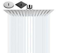 BalladHome Tête de Douche Pluie 8 Pouces Carrée Pomme de Douche au Plafond Tete de Douche en Acier Inoxydable 304 Haute Pression Universelle Filetage 1/2" Facile à Installer(20cm, Argent)-F