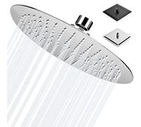 BalladHome Tête de Douche Pluie 8 Pouces Rond Pomme de Douche au Plafond Tete de Douche en Acier Inoxydable 304 Haute Pression Universelle Filetage 1/2" Facile à Installer(20cm, Argent)-Y