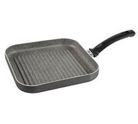 BALLARINI Gril, Carré, 27 x 27 cm, Aluminium, Revêtement Anti-Adhésif Granitium, Indicateur de Température ThermoPoint, Gris Pierre, série Lucca Granitium