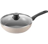 Ballarini Ledro Sauteuse avec Couvercle, 28 cm, Aluminium, Compatible Induction, Revêtement antiadhésif en céramique, Thermopoint, Fabriquée en Italie, Sable
