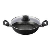 BALLARINI Sauteuse VIPITENO, Bords Hauts, 2 Poignées, Couvercle en Verre, diam 24 cm, Ronde, Aluminium, Revêtement Antiadhésif, Noir