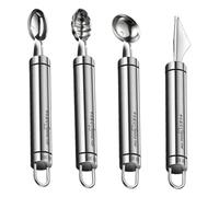 Baller de melons multifonction Melons Baller Scoop Set de 4 Scooper de pastèque en acier inoxydable Gadgets de salade de fruits de cuisine, outil de fabricant de boules de fruits