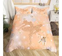 Ballet Danseurs Housse de Couette Pearl Modèle Parure de Lit 140x200cm Fantastique Art Sets de Housse de Couette Lumière Orange Parure Housse de Couette pour Garçons Filles Enfants Adultes