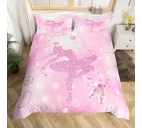 Ballet Danseurs Housse de Couette Pearl Modèle Parure de Lit 220x240cm Fantastique Art Sets de Housse de Couette Lumière Rose Parure Housse de Couette pour Garçons Filles Enfants Adultes