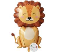 Balloa Ballon alu XXL Lion, ballon à l'hélium motif animal, ballon safari déco pour fête, cadeau pour anniversaire d'enfant, figurine animal de jungle pour fête à thème, déco de fête ballon lion, 79