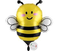 balloa Ballon en aluminium XXL Happy Bee - Ballon à l'hélium avec motif d'animaux, prairie de fleurs, abeille pour fête, anniversaire d'enfant, décoration d'anniversaire, décoration de fête, ballon de