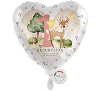 balloa Ballon gonflable 1er anniversaire avec motif cerf, cadeau pour premier anniversaire pour fille ou garçon, ballon à l'hélium, décoration de fête, anniversaire d'enfant, 33 cm
