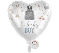 balloa Ballon gonflable en forme de cœur - Ballon à l'hélium - Cadeau de naissance bébé garçon - Décoration de fête prénatale garçon - Cadeau de bienvenue - Bleu argenté - 33 cm