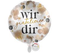 balloa Ballon gonflable XXL avec inscription en allemand « wir félicitations you félicitations » à l'hélium - Décoration de fête - 53 cm