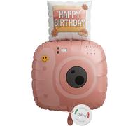 balloa Ballon gonflable XXL Boho en aluminium avec appareil photo Happy Birthday, ballon à l'hélium, décoration d'anniversaire pour fête, anniversaire d'enfant, décoration de fête pour femme, 58 cm