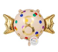 balloa Ballon gonflable XXL en forme de chiffre 8 - Confettis - Ballon à l'hélium - Décoration d'anniversaire pour enfant garçon et fille - Décoration de fête - Ballon chiffre doré - 61 cm