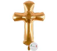 Balloa Ballon Gonflable XXL En Forme De Croix Dorée - Ballon À L'hélium - Décoration Religieuse Pour Baptême, Communion, Confirmation, Cadeau Pour Fête D'église, Décoration Festive