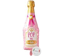 Balloa Ballon gonflable XXL forme bouteille de champagne Pop the Bubbly, ballon à l'hélium rose doré pour décoration, ballon de fête motif bouteille de champagne, cadeau pour anniversaire ou