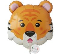 Balloa Ballon gonflable XXL Tigre Tête Safari, Ballon à l'hélium Motif Animal, Ballon Safari Animaux Décoration pour Fête, Cadeau pour Anniversaire Enfant, Motif Tigre pour Événement à Thème, 48cm