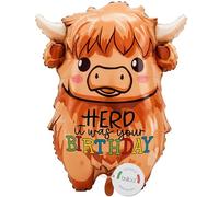 balloa Ballon gonflable XXL vache Highland taureau - Ballon à l'hélium - Ballon d'anniversaire pour fête d'enfant garçon et fille - Décoration de fête - Motif animal - Cadeau d'anniversaire d'enfant