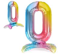 Ballon 10 20 30 40 50 60 70 80 90 Numero 0 Pastel Multicolore, Ballon Metallique Multicolor Debout XXL Geant 82cm Decoration Anniversaire. Air.
