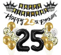 Ballon 25e anniversaire deco homme femme or noir Ballon feuille 25 ans anniversaire homme deco noir Joyeux 25e anniversaire guirlande anniversaire 25 deco anniversaire 25 ans homme femmes
