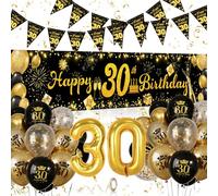 Ballon 30 ans Anniversaire Femme Homme Noir et Or