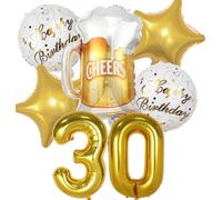 Ballon 30 ans Anniversaire Homme Femme, Decoration Anniversaire 30 ans, Ballon Anniversaire 30 ans Or, Ballon Bière Ballon Bouteille Verre à Vin Decoration pour Anniversaire 30 ans Femme Homme